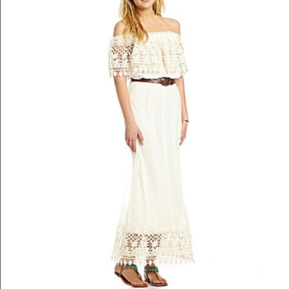 Chelsea & Violet ivory lace maxi dress